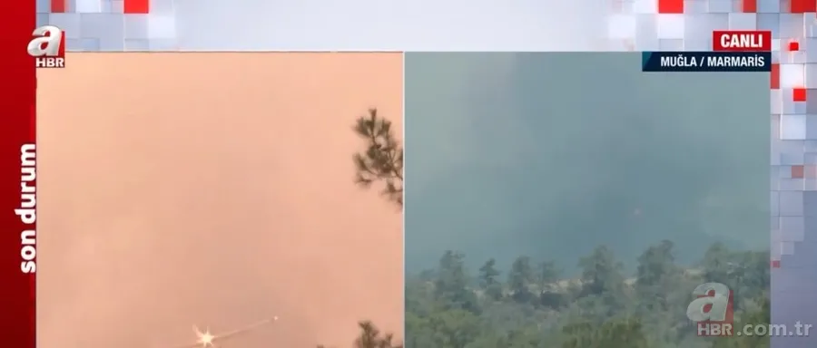 Marmaris'te orman yangını! Havadan ve karadan müdahale sürüyor | Bölgeye yakın yerleşim alanındaki evler tahliye edildi | A Haber bölgede 2