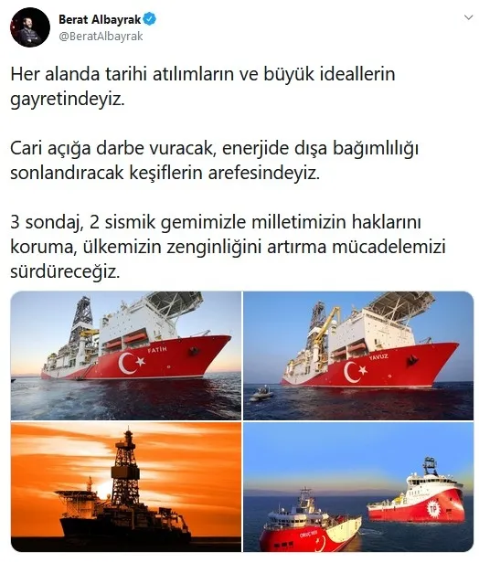 Son dakika: Hazine ve Maliye Bakanı Berat Albayrak: Dışa bağımlılığı sonlandıracak keşiflerin arefesindeyiz