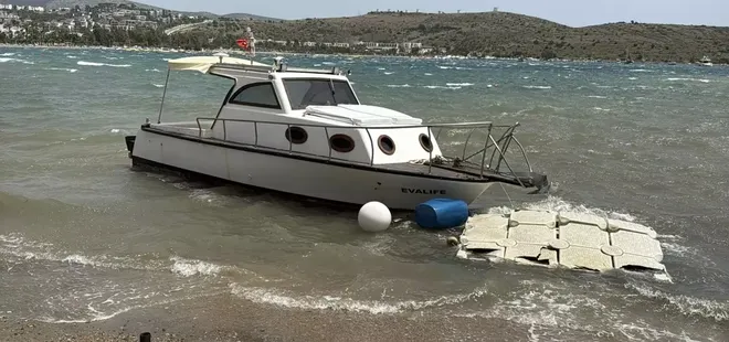 Bodrum'da fırtına; 10 tekne karaya oturdu