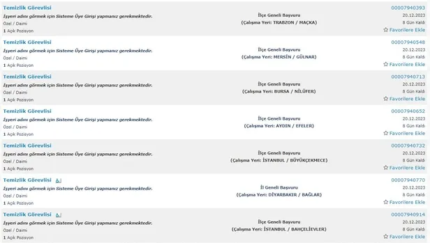 İŞKUR kurumları açıkladı! İlkokul mezunu 5.234 personel alımı başladı! 2023 Aralık ayı temizlik görevlisi alımı yapan kurumlar