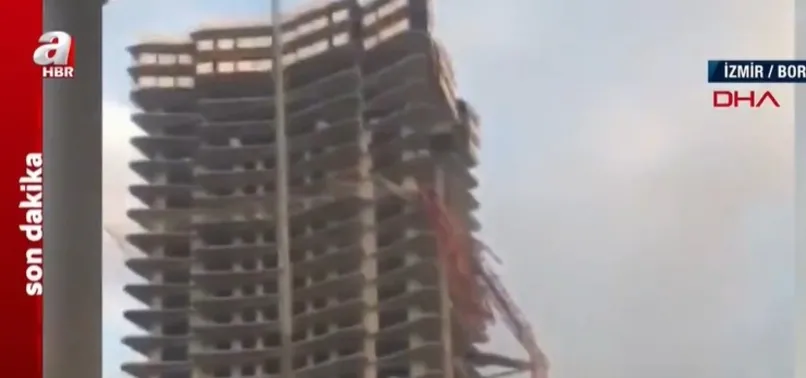 İzmir'in Bornova ilçesinde otel inşaatında vinç devrildi! 6 can kaybı 2 yaralı