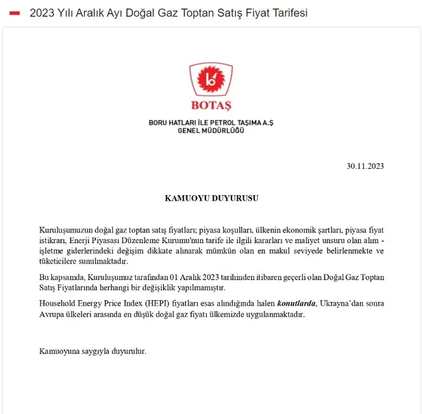 Doğalgaza zam gelecek mi? BOTAŞ’tan aralık ayını ilgilendiren açıklama geldi!