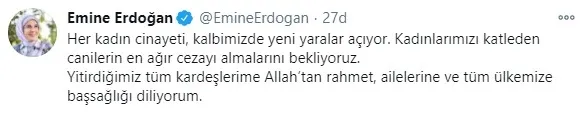 Emine Erdoğan'dan kadın cinayetlerine ilişkin açıklama - 1