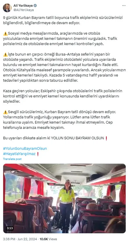 Kazadan sadece dakikalar önce... Kütahya'da yolcu otobüsü devrildi polisin uyarısı faciayı önledi | O polis memuru A Haber'de - 6