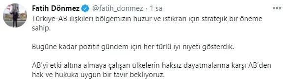 Enerji ve Tabii Kaynaklar Bakanı Fatih Dönmez'den AB'ye çağrı - 1