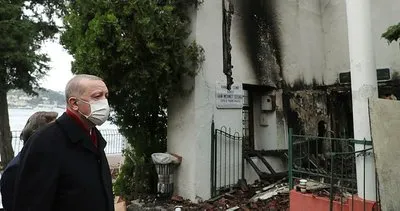 Başkan Erdoğan yangında küle dönen Vaniköy Camisi'nde incelemede bulundu