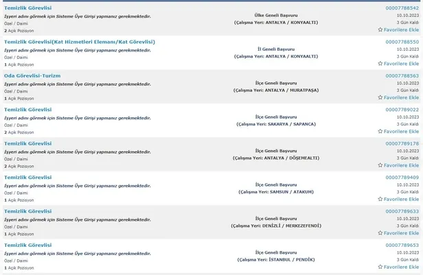 KPSS puan şartı yok! En az ilkokul mezunu 4.832 temizlik görevlisi alınacak | İŞKUR Ekim ayı ilanları