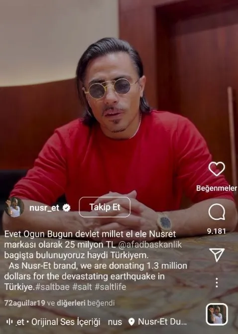 Nusret’ten deprem bölgesi için yardım! 25 milyon TL bağış