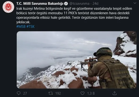Son dakika: Bakanlık duyurdu: 11 terörist etkisiz hale getirildi! - 1