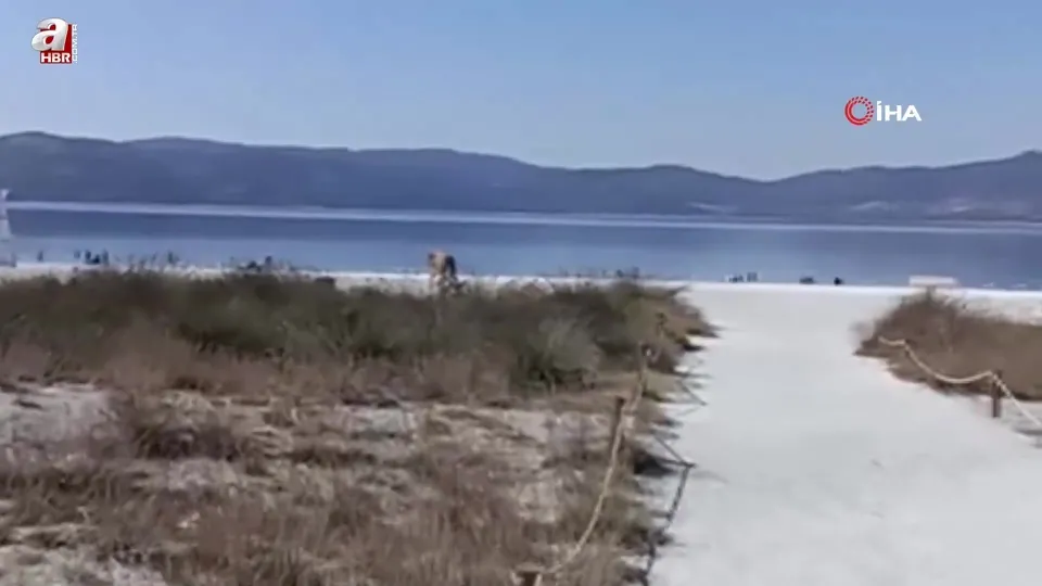 Salda Gölüne inen geyik kamerada