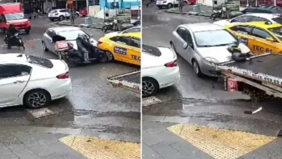 Pendik'te motokuryenin ölümle burun buruna kaldığı anlar! Olayın ilk görüntüleri ortaya çıktı
