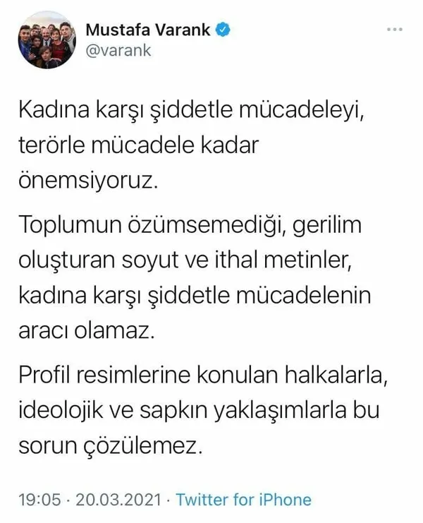 Sanayi ve Teknoloji Bakanı Mustafa Varank’tan İstanbul Sözleşmesi yorumu