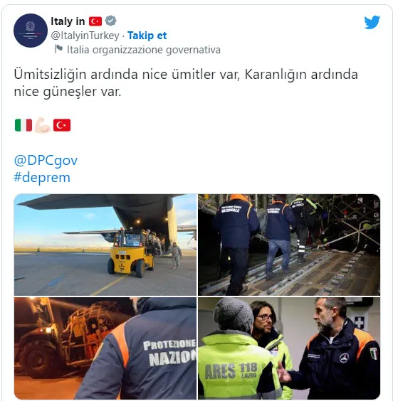 İtalya ve Tayvan’dan Türkiye’ye vefa desteği! 1999 depremi ve koronavirüsle mücadele dönemleri unutulmadı