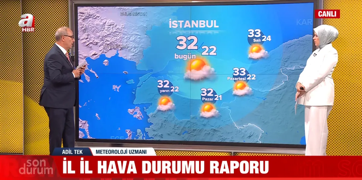 sicakliklar-guneyde-zirve-yapacak-karadenizde-yagis-var-1784270659355.png İstanbul’da hafta sonu sıcaklık 33 dereceye yaklaşırken yakın vadede yağış beklenmiyor. (Foto: A Haber)