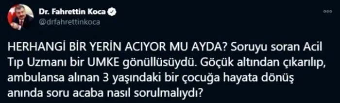 Sağlık Bakanı Koca’dan ’Ayda’ eleştirilerine sert yanıt: 3 yaşındaki bir çocuğa hayata dönüş anında soru acaba nasıl sorulmalıydı?