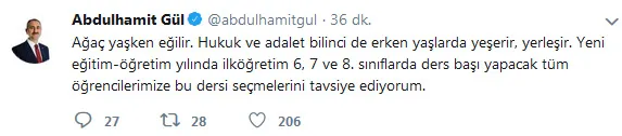 Adalet Bakanı Abdulhamit Gül açıkladı: "Hukuk ve adalet" dersi 8. sınıf müfredatında - 1