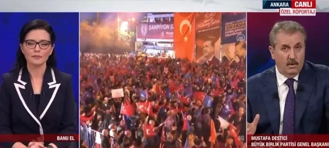 Zafer Cumhur İttifakı’nın | BBP lideri Mustafa Destici A Haber’de! İşte seçim gecesine damga vuran karenin hikayesi