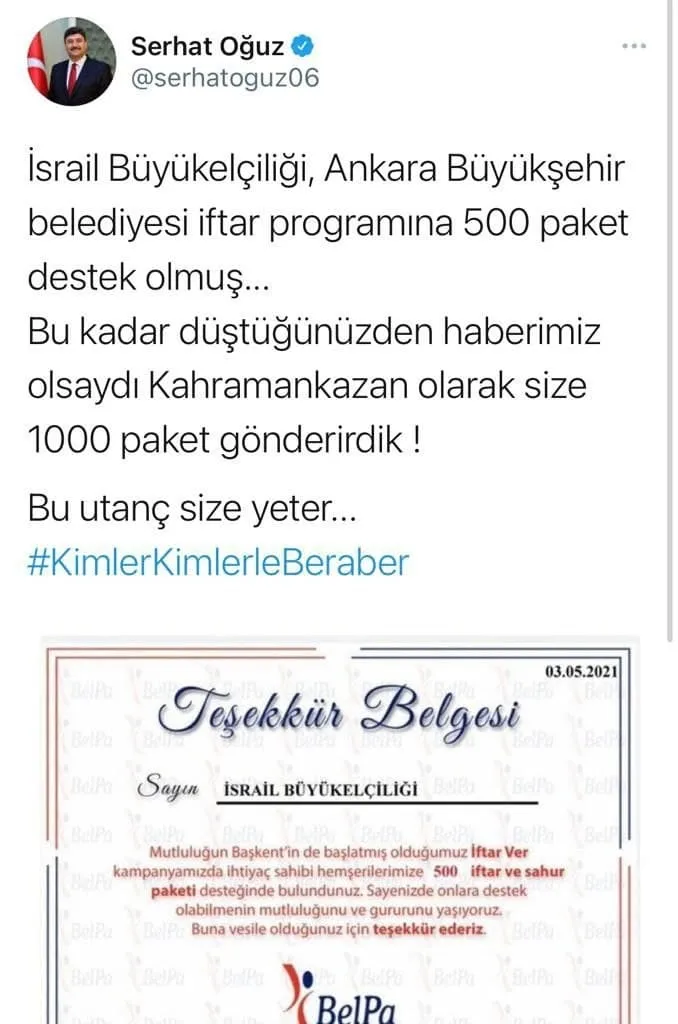 Mansur Yavaş yönetiminden İsrail Büyükelçiliği'ne teşekkür belgesi! Tepki yağıyor: Acilen aldığınız parayı iade ederek geri çekin - 7