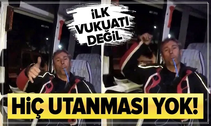 Antalya’da motosiklette alkol kullanan şahıs bu kez minibüste pipetle bira içti