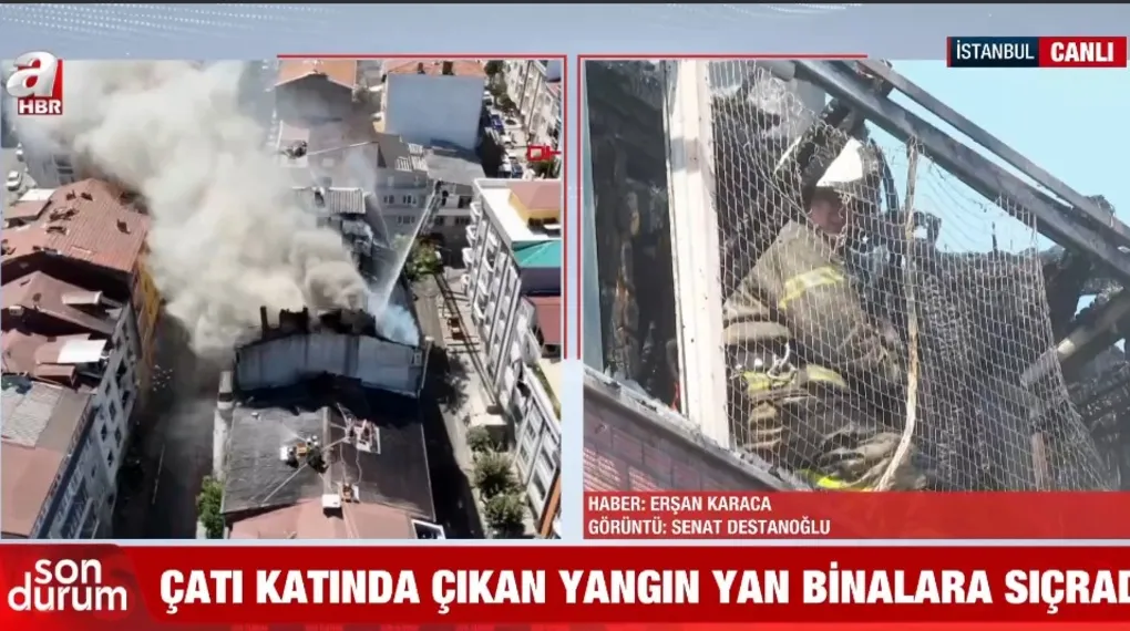 Gaziosmanpaşa'da bina çatısında yangın!