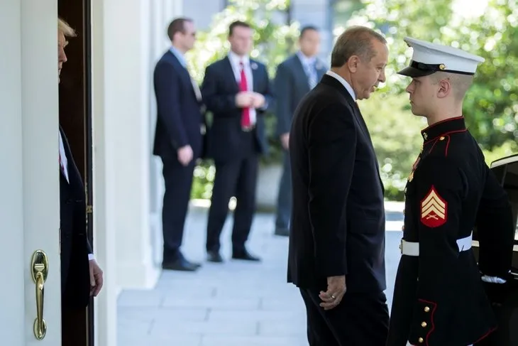 Cumhurbaşkanı Erdoğan ve Donald Trump görüşmesinden kareler