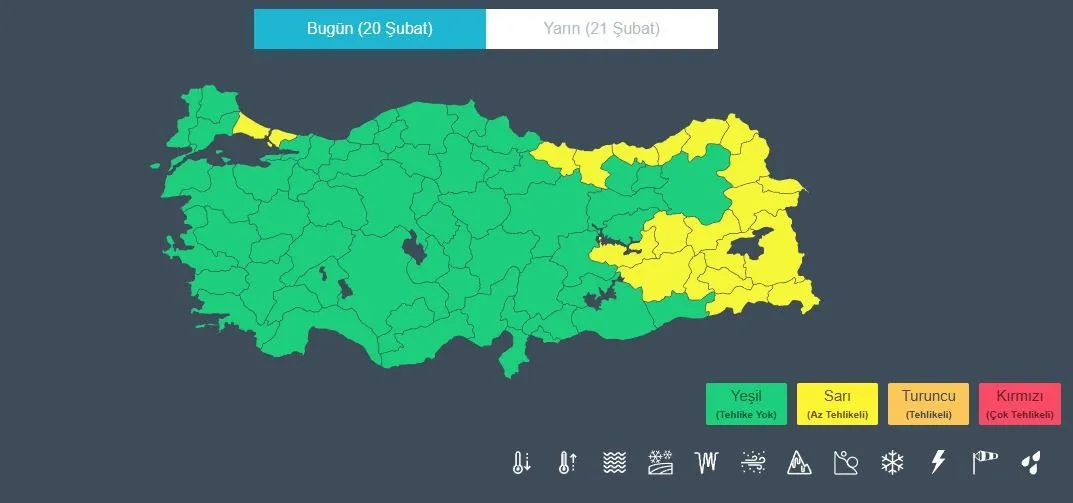 METEOROLOJİ’DEN 20 İL İÇİN SARI ALARM