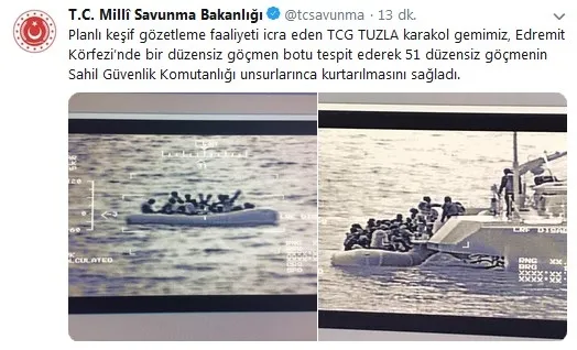 Milli Savunma Bakanlığı: Edremit Körfezi'nde 51 düzensiz göçmen kurtarıldı - 1