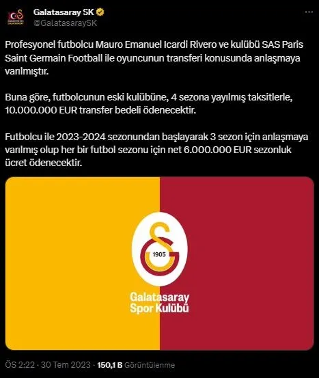 Galatasaray Mauro Icardi transferini resmen duyurdu! İşte Icardi'nin bonservis bedeli ve maaşı | Icardi videosunda Fenerbahçe ve Beşiktaş'a olay gönderme - 3