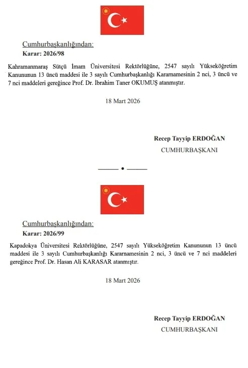 Başkan Erdoğan imzaladı! Atama kararları Resmi Gazete'de - 6