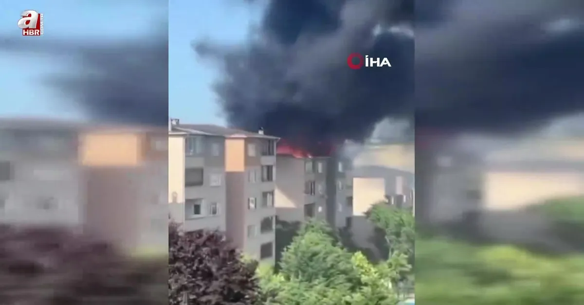 Silivri'de bir bina alev alev yandı
