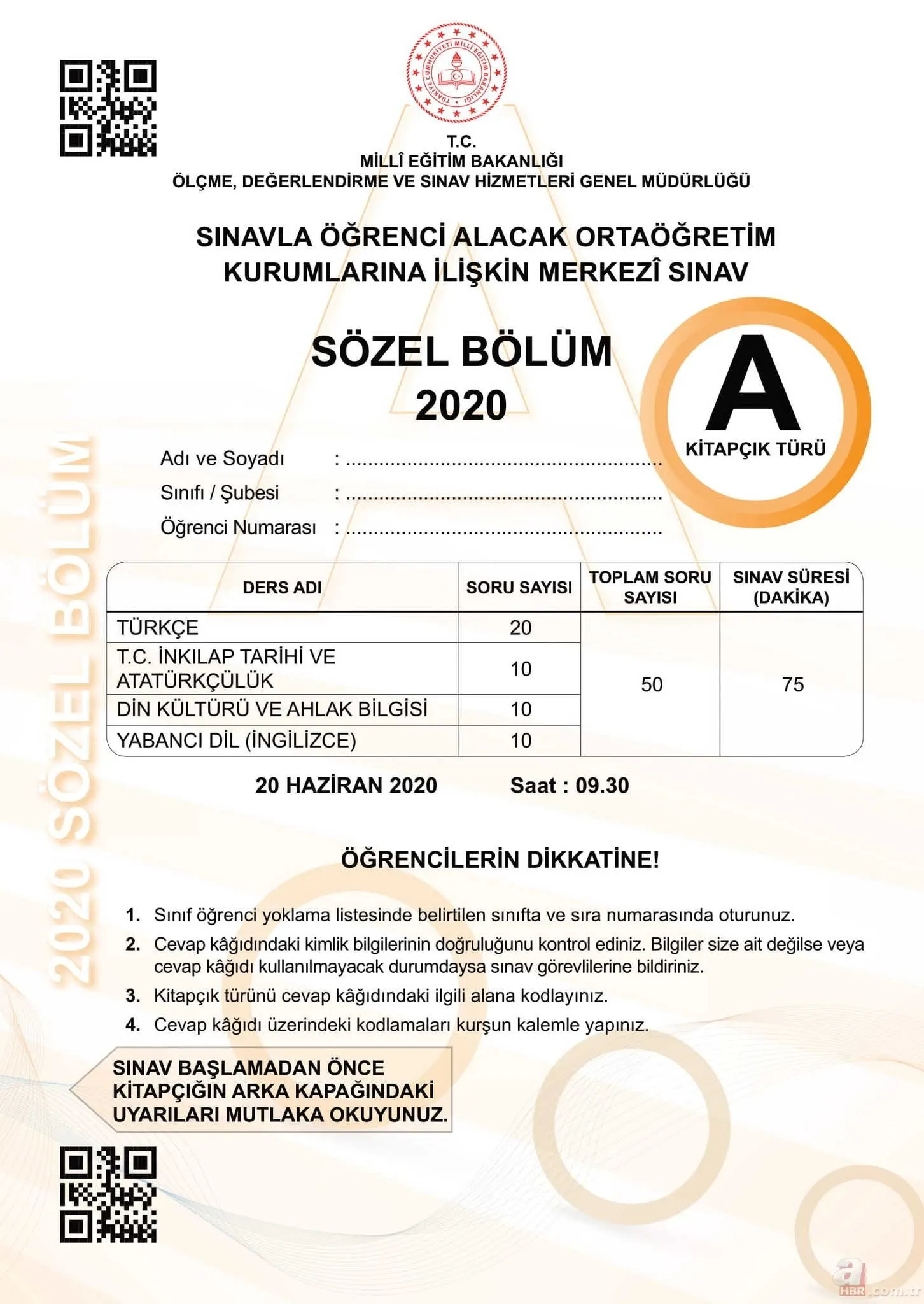 Lgs Sozel Ve Sayisal Sinav Sorulari Ve Cevaplari 2020