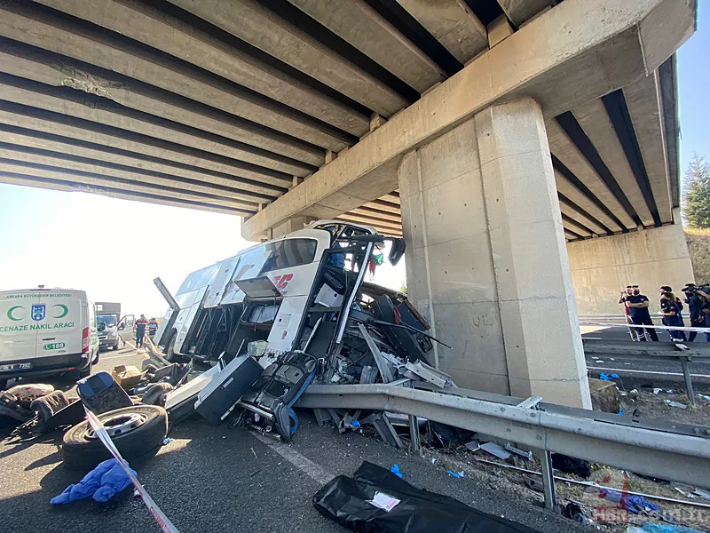 Ankara'da katliam gibi kaza! Yolcu otobüsü köprünün ayağına saplandı | Kahreden detay ortaya çıktı 13