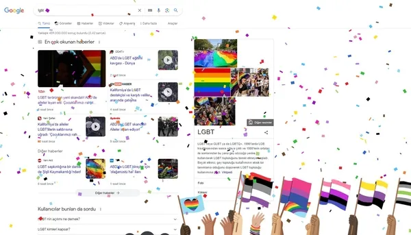 1686166285000.jpg LGBT sapkınlığına bir destek de Google'dan! Konfeti ve bayraklı geçiş! Arama motoruna LGBT yazınca... - 4