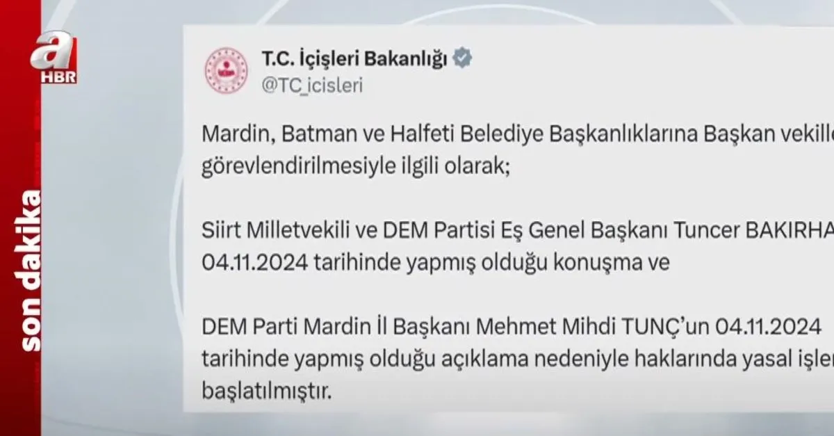 DEM Partili Tuncer Bakırhan’a suç duyurusu