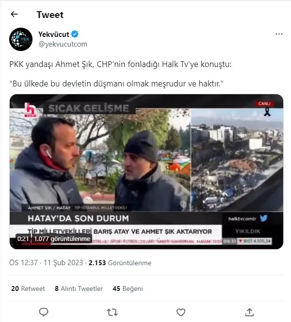 TİP’li Ahmet Şık Halk TV canlı yayınında devlete isyan çağrısında bulundu