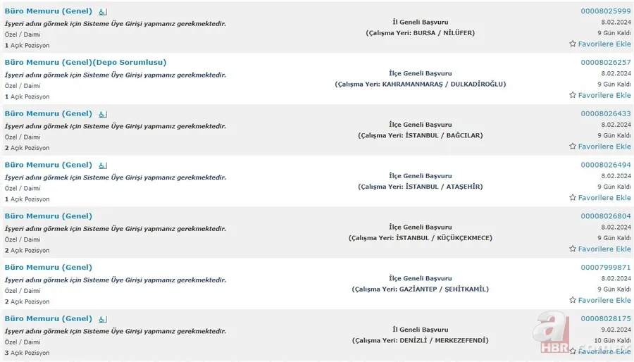 KPSS puanı olmayanlar için fırsat! İŞKUR üzerinden lise mezunu 1.181 kişilik istihdam açıklandı! İşte İlanlar… 11