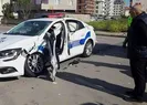Sultanbeylide İETT otobüsü polis aracına çarptı