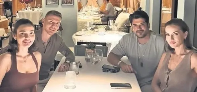Burak Özçivit ile Fahriye Evcen Fenerbahçeli futbolcuyla bir araya geldi
