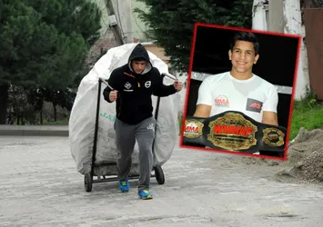 Dünya şampiyonu sporcu kağıt topluyor