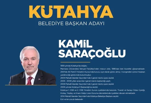Kamil Saraçoğlu kimdir, kaç yaşında, nereli? AK Parti Kütahya Belediye başkan adayı kim oldu? MHP, CHP ve İYİ Parti adayları kimler?
