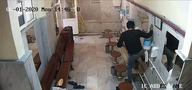 Akıllara durgunluk veren hırsızlıkta flaş gelişme! Caminin musluklarını saniyeler içinde çalan hırsız tutuklandı