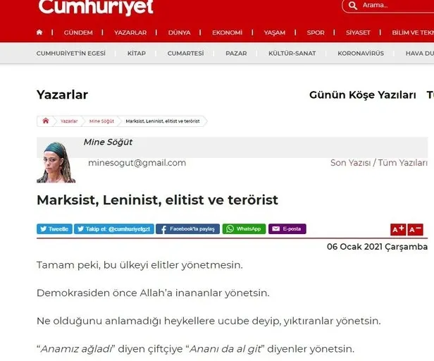 Cumhuriyet yazarı Mine Söğüt’ten Boğaziçi provokasyonu! Devleti ve polisi tehdit etti