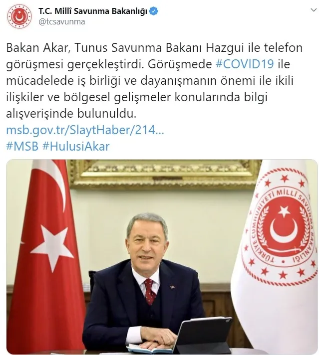 Milli Savunma Bakanı Hulusi Akar Tunuslu mevkidaşıyla görüştü - 1