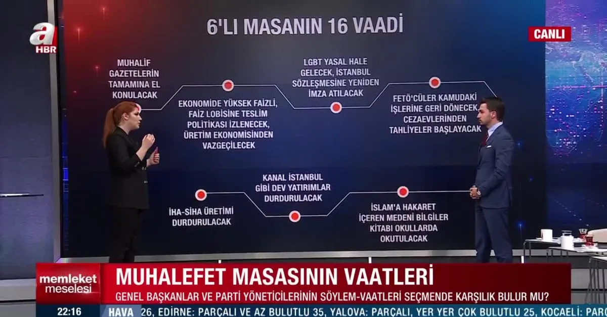 İşte 6'lı masanın 16 vaadi