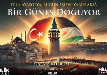 Yeni yılın ilk gününde Galata Köprüsü'ndeki buluşma için ortak çağrı: Dün Ayasofya, bugün Emevî, yarın Aksa