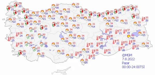 1659624123363.png Bazı iller ıslanacak bazıları yanacak! Sıcaklıklar yükseliyor ama sağanak yağış geliyor! Meteoroloji'den çok sayıda ile son dakika uyarısı... Hava durumu - 8