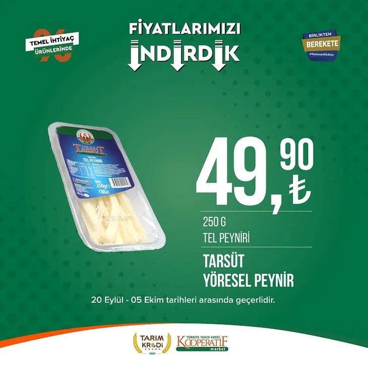 Tarım kredi market yeni indirim listesi yayınladı! 117.90 TL’ye Sucuk, 104.90 TL’ye Beyaz Peynir, 35.75 TL’ye Pirinç, 23.90 TL’ye dev Kağıt Havlu yer alıyor