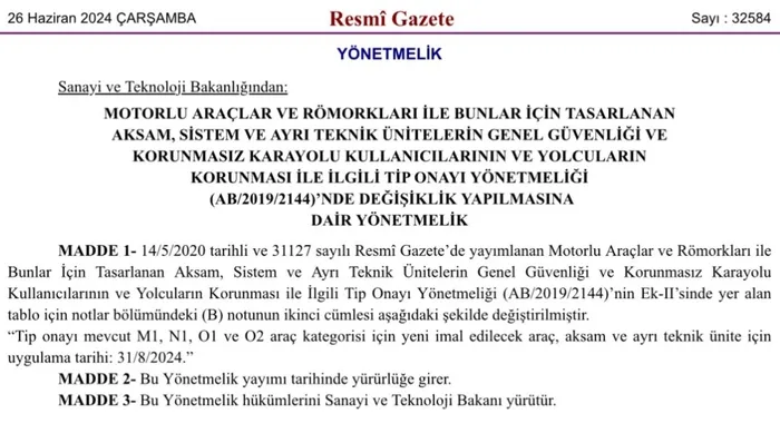 otomotiv-sektorunu-yakindan-ilgilendiriyor-guvenlik-yonetmeligi-31-agustosa-ertelendi-1719353957392.jpg Otomotiv sektörünü yakından ilgilendiriyor! Güvenlik yönetmeliği 31 Ağustos'a ertelendi - 1