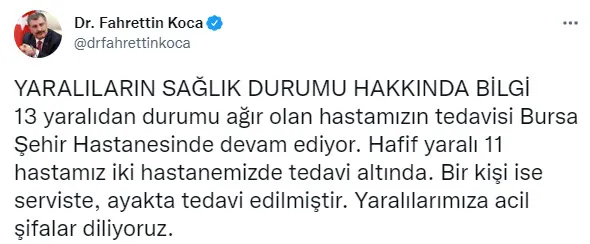 Sağlık Bakanı Fahrettin Koca'dan Bursa'daki terör saldırısı hakkında açıklama! Yaralıların durumu nasıl? - 4