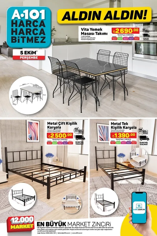 10 Ekim A101 aktüel ürünler kataloğu yayınladı! A101’de 192 TL’ye tereyağı, 90 TL’ye beyaz peynir, 21 TL’ye Kireç Çözücü, 57 TL’ye un 34.50 TL’ye kuru fasulye satılıyor